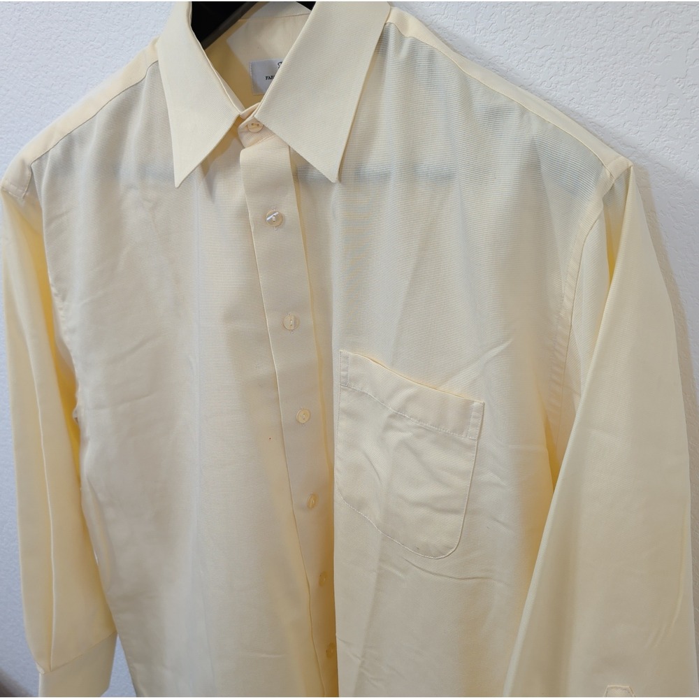 Fabio Inghirami Mens Dress Shirt XL Yellow Cottonstir Made in Italy Textured